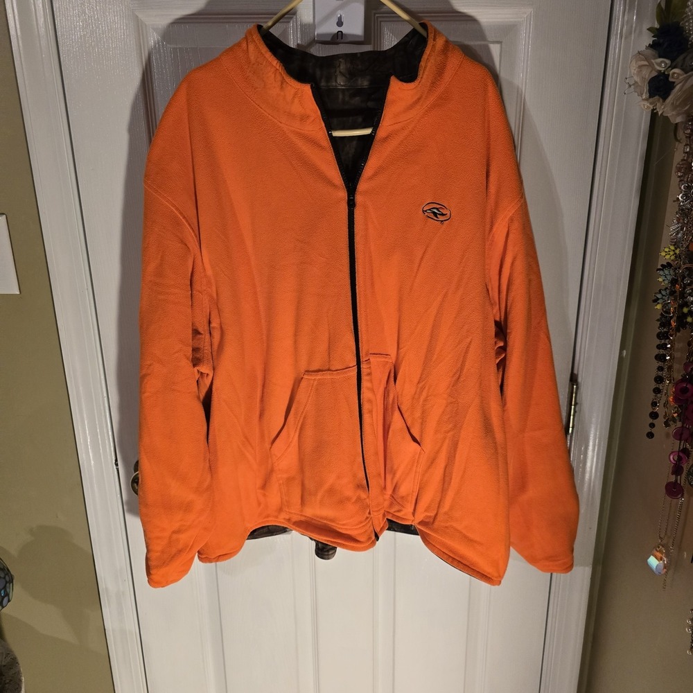 Reversible Camo Orange Fleece Jacket Men's Full Zip Outdoor‎ Hunting Size XXL - Picture 3 of 4